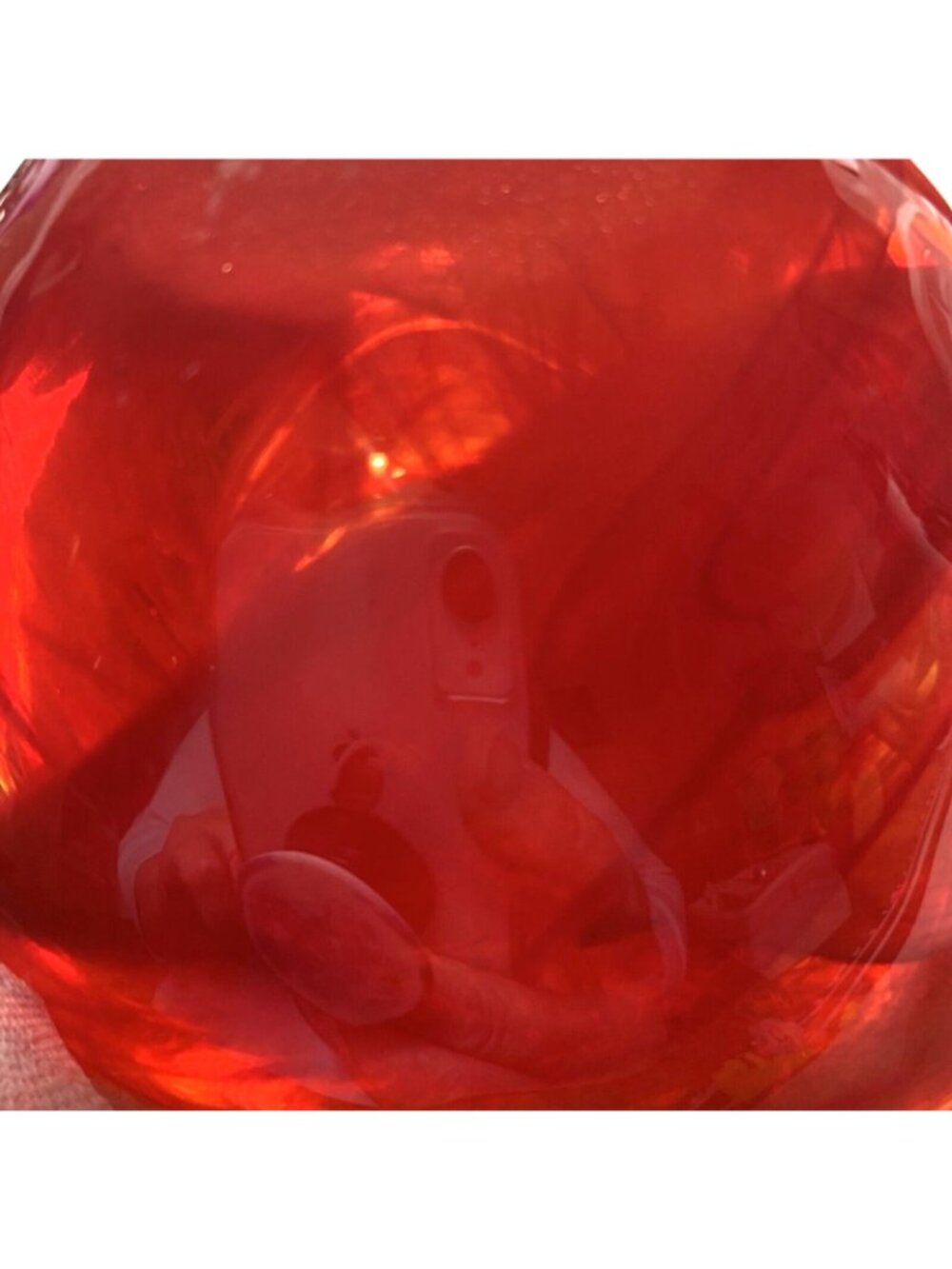 Kosta Boda Atoll Bowl Paperweight Anna Ehrner Red Swirl Art Glass Sweden - Picture 11 of 12